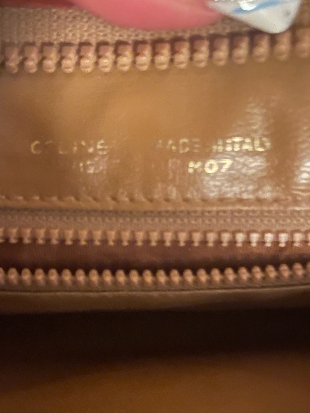 Vintage Celine Brown Patterned Leather Zip Pouch/Clutch Cognac Trim - Picture 11 of 11